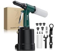 JiGiU Remachadora Neumática 1780KGF Pistola Remachadora Neumática con 5 Boquillas 2.4mm, 3.2mm, 4.0mm, 4.8mm y 6.4mm para Automoción, Construcción, Industrias Manufactureras