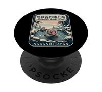 Jigokudani Snow Onsen Monkeys Nagano Park Japón Souvenir PopSockets PopGrip Adhesivo