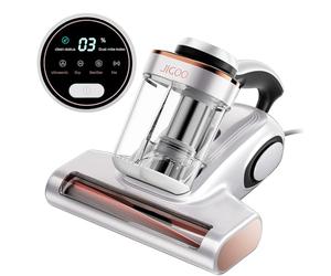 JIGOO J300 Aspirador de Ácaros con Sensor y Pantalla Digital, 500W, Doble Taza, Luz UV, para Alergias, Elimina 99.9% de Alérgenos en Colchones, Camas y Sofás