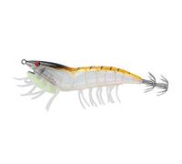 Jigs de Calamar Luminosos Señuelos de Pesca Cebo de camarón con Reflejo de Alto Brillo con anzuelos de Doble Capa para Pesca Nocturna en Agua Salada Plástico ABS 12 cm 6 Opciones (001#)