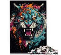 Jigsaw Puzzle Adult Watercolor Painting Tiger Jigsaw Puzzles for Adults 1000 Puzzle Toys 10.27 in x 14.96 in Cardboard Puzzles Educational Games for Adults and Kids
