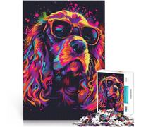 Jigsaw Puzzle Cocker Spaniel Dog Art 1000 Piece Puzzle Educational Games 10.27 in x 14.96 in Cardboard Puzzles Suitable for Adults Brain Teaser Game