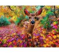 Jigsaw Puzzle de 1000 piezas para adultos, Fawn Stands Otoño Foliage Adult Jigsaw Puzzles, Ciervos en el Bosque, 1000 Piece Puzzle Challenging Game for Family Night Finished Size 45 x 70 cm