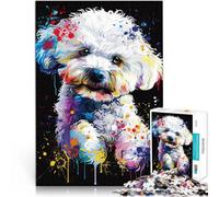 Jigsaw Puzzle for Adults Bichon Frise Dog Art 1000 Piece Jigsaw Puzzle 10.27 in x 14.96 in Cardboard Puzzles for Adults & Kids Age 14 Up Difficult and Challenge