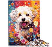 Jigsaw Puzzle for Adults Painting of a Bichon Frize 1000 Pieces Jigsaw Puzzles for Adults 10.27 in x 14.96 in Cardboard Puzzles Learning Educational Toys Family Games