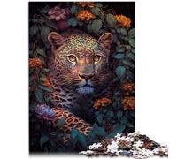 Jigsaw Puzzle Gift The Flowered Leopard 1000 Pieces Jigsaw Puzzles for Adults 10.27 in x 14.96 in Cardboard Puzzles Suitable for Adults Christmas Birthday Gift
