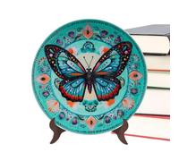 Jigsaw Puzzle Plate Decor with Display Stand - ABS Tabletop Puzzle Wall Art for Living Room Office Kitchen | Butterfly Peahen Treasure Ship Decorative Ornament Birthday Party Gift