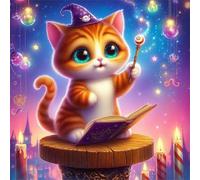Jigsaw Puzzles 100 Pieces for Adults, Magic Cat 100 Piece Jigsaw Puzzles for Adults 14x14inch, Fun Educational Puzzle Games, Beautiful Decoration Puzzle