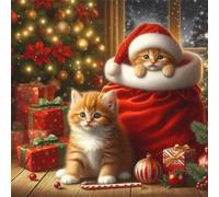 Jigsaw Puzzles 1000 Pieces for Adults, Fun Challenging & Brainteasing Jigsaw Puzzles for Adults 1000 Piece Puzzle Educational Games Home Decoration Puzzle(Christmas Cat)