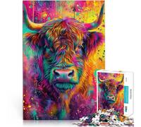 Jigsaw Puzzles 1000 Pieces for Adults Highland Cow Colorful Art Suitable for People Aged 14 and Above Difficult to Complete but Fun and Humorous Best Gift for Adults and Teenagers。