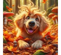 Jigsaw Puzzles 120 Pieces for Adults, Fun Challenging & Brainteasing Jigsaw Puzzles for Adults 120 Piece Puzzle Educational Games Home Decoration Puzzle(Leaf Golden Retriever)