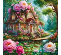 Jigsaw Puzzles 120 Pieces for Adults, Peony Villa 120 Piece Jigsaw Puzzles for Adults 18x18inch, Fun Educational Puzzle Games, Beautiful Decoration Puzzle