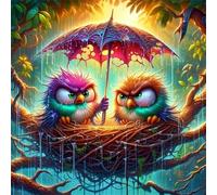 Jigsaw Puzzles 200 Pieces, Jigsaws Rainy Day Birds 200 Piece Jigsaw Puzzles for Adults, Challenge High Difficulty Family Puzzle Game 28x28cm/11x11inch