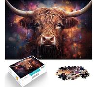 Jigsaw Puzzles 2000 Pieces for Adults Highland Cow Artwork Made of Cardboard，for Ages 14 and Over Intellectual Decompression Educational Toy As a Gift for The Whole Family and Friends。Size：70x100cm