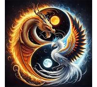 Jigsaw Puzzles 300 Pieces, Jigsaws Dragon Phoenix 300 Piece Jigsaw Puzzles for Adults, Challenge High Difficulty Family Puzzle Game 35x35cm/14x14inch