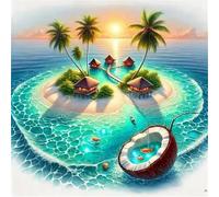 Jigsaw Puzzles 300 Pieces, Jigsaws Island Coconut Sea 300 Piece Jigsaw Puzzles for Adults, Challenge High Difficulty Family Puzzle Game 35x35cm/14x14inch