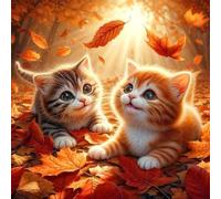Jigsaw Puzzles 35 Pieces for Adults, Fun Challenging & Brainteasing Jigsaw Puzzles for Adults 35 Piece Puzzle Educational Games Home Decoration Puzzle(Fallen Leaves Cat)