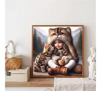 Jigsaw Puzzles 35 Pieces for Adults, Girl Cat 35 Piece Jigsaw Puzzles for Adults 12x12inch, Fun Educational Puzzle Games, Beautiful Decoration Puzzle