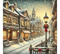 Jigsaw Puzzles 500 Pieces for Adults, Christmas Street 500 Piece Jigsaw Puzzles for Adults 18x18inch, Fun Educational Puzzle Games, Beautiful Decoration Puzzle