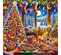 Jigsaw Puzzles 70 Pieces for Adults, Christmas Dinner 70 Piece Jigsaw Puzzles for Adults 18x18inch, Fun Educational Puzzle Games, Beautiful Decoration Puzzle