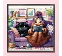 Jigsaw Puzzles 70 Pieces for Adults, Girl Sofa Cat 70 Piece Jigsaw Puzzles for Adults 18x18inch, Fun Educational Puzzle Games, Beautiful Decoration Puzzle