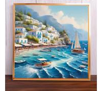Jigsaw Puzzles 70 Pieces, Jigsaws Blue Coast Architecture 70 Piece Jigsaw Puzzles for Adults, Challenge High Difficulty Family Puzzle Game 45x45cm/18x18inch