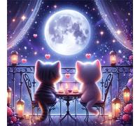 Jigsaw Puzzles 70 Pieces, Jigsaws Night Date Cat 70 Piece Jigsaw Puzzles for Adults, Challenge High Difficulty Family Puzzle Game 45x45cm/18x18inch