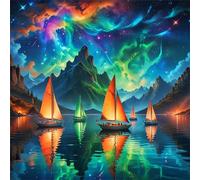 Jigsaw Puzzles 90 Pieces, Jigsaws Aurora Sailboat 90 Piece Jigsaw Puzzles for Adults, Challenge High Difficulty Family Puzzle Game 30x30cm/12x12inch