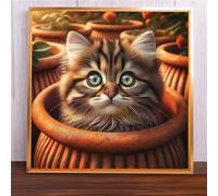 Jigsaw Puzzles 90 Pieces, Jigsaws Clay Pot Cat 90 Piece Jigsaw Puzzles for Adults, Challenge High Difficulty Family Puzzle Game 30x30cm/12x12inch