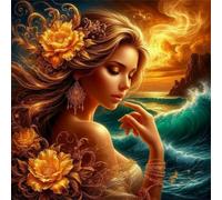 Jigsaw Puzzles 90 Pieces, Jigsaws Ocean Flower Woman 90 Piece Jigsaw Puzzles for Adults, Challenge High Difficulty Family Puzzle Game 30x30cm/12x12inch