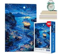 Jigsaw Puzzles - Cardboard 1000 Piece | Boat of Hope Jigsaw Puzzles Starrys Night | Funny Decorative Challenging Art Display Family Game For Relaxation Brain Training Home Living Room