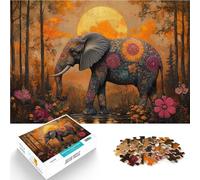 Jigsaw Puzzles for Adults 1000 Pieces “Abstract Painting Elephant” Made of Cardboard，for Age 14+ Home Educational Games DIY Toys Because it is Ideal as a Gift for The Whole Family。Size：50x75cm