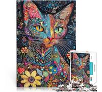 Jigsaw Puzzles for Adults 1000 Pieces Eclectic Boho Kitty Cat Made of Cardboard,Suitable for Ages 14 and up for Educational Game Challenge Toy Family Games Christmas Birthday Gifts 。Size:38x52cm
