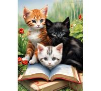 Jigsaw Puzzles For Adults 150 Pieces Cat Books, Challenging Jigsaw Puzzles 150 Pieces 14x10inch, Educational Game, Fun Activity for Home, for Puzzle Lovers