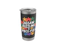 Jigsaw Puzzling es un rompecabezas completo para amantes de los rompecabezas Vaso térmico de acero inoxidable de doble pared