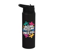 Jigsaw Puzzling es una pieza llena de colorido rompecabezas de amor Stainless Steel Insulated Water Bottle