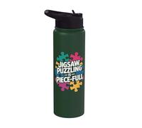 Jigsaw Puzzling es una pieza llena de colorido rompecabezas de amor Stainless Steel Insulated Water Bottle