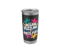 Jigsaw Puzzling es una pieza llena de colorido rompecabezas de amor Vaso térmico de acero inoxidable de doble pared