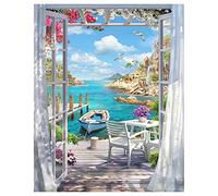 Jigspsyzh Kit de Pintura por Números para Adultos - Paisaje en Lienzo 40 x 50 cm con Pinceles - Regalos y Decoraciones