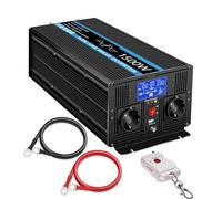 JIGUUN 1500W Inversor 12V 220V Onda Pura Inverter con Cargador 30A y Circuito Prioritario de Red y SAI，2 Tomas EU, Mando a Distancia Inalámbrico y Pantalla LCD Potencia Pico 3000W