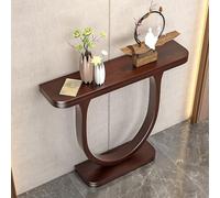 JIHAJU Consola de Madera Maciza Media Luna, Mesa Consola Estrecha for recibidor, Estilo Chino Elegante, Tablero Grueso, Base Estable, Lista for Usar(Cherry Wood,L80*W23*H85cm)