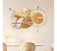 JIHAJU Sandstone Wall Clock Decorative, 3D Wall Art Clock, Wall Hanging Sculpture Painting, Quartz Wall Decor for Living Room Corridor Entrance Hall Home Interior(B,110 * 60cm)