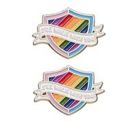 JIHFOHHA 2 broches esmaltados con escudo arcoíris con texto en inglés "I WILL WALK WITH YOU LGBT Pride Brooches Shirt Bag Mochilas Insignia de regalo para mujeres y niñas