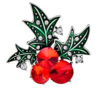 JIHFOHHA Broche de flor de Pascua de Navidad con diamantes de imitación de cristal dorado para mujer y niña, broche de ramillete de fiesta de Navidad, accesorios, Metal, Sin piedra preciosa