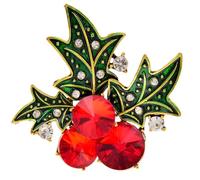 JIHFOHHA Broche de flor de Pascua de Navidad con diamantes de imitación de cristal dorado para mujer y niña, broche de ramillete de fiesta de Navidad, accesorios, Metal, Sin piedra preciosa