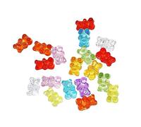 JIHUOO 100 cuentas acrílicas transparentes de oso de goma coloridas de 18 mm, espaciador de animales de color caramelo kawaii para pulseras, collares, joyería, agujero horizontal