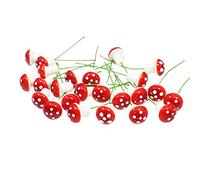 JIHUOO 100 mini hongos de espuma de 2 cm, pequeñas setas, hongos, hadas, jardín, setas, miniaturas, decoración de macetas, decoración de micro paisaje, adornos de jardín
