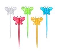 JIHUOO 200 palillos de plástico para cóctel, palillos de frutas de mariposa, palillos de alimentos, bebidas, palillos de aperitivo, brochetas, suministros de fiesta para boda, baby shower, multicolor