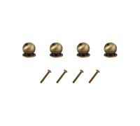 JIHUOO 4 pomos de latón macizo de 12 mm, tiradores redondos de bola para cajones, latón envejecido