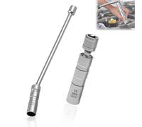 JIHXYER Llave de bujía plateada, 14 mm y 16 mm, imán largo, universal, flexible, herramienta de extracción de bujías
